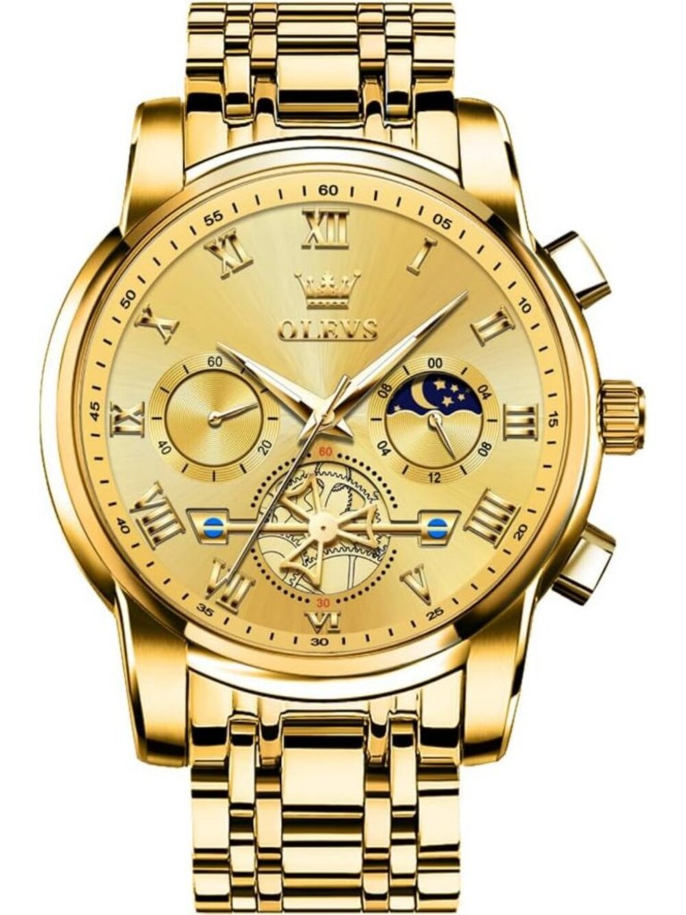 Luxury Waterproof Big Face Stainless Steel Multifunction Men's Watch - Stylish